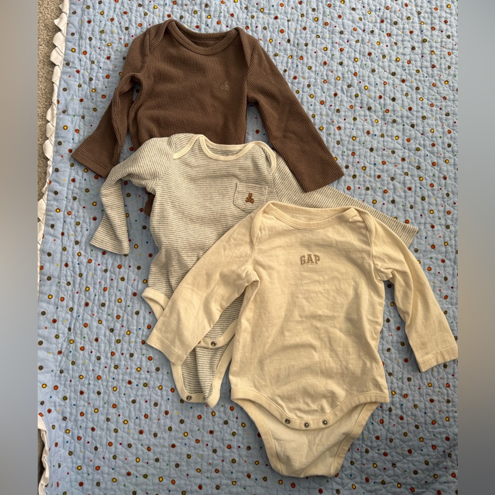 GAP Kids Bodysuit Trio - Brown, Cream, Gray